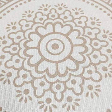 Round Boho Rug - 4ft Indoor Mandala Carpet for Home