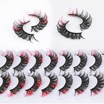 Buy Pink Fluffy Faux Mink Eyelashes - 8 Pairs by Goddvenus