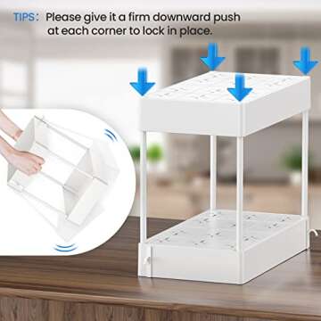 Avaspot 2 Pack Under Sink Organizer, 2 Tier Under Sink Organizers and Storage Bathroom Shelf Organizer Rack Multi-purpose Bath Collection Baskets for Bathroom Kitchen Countertop and Cabinet