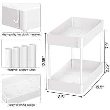 Avaspot 2 Pack Under Sink Organizer, 2 Tier Under Sink Organizers and Storage Bathroom Shelf Organizer Rack Multi-purpose Bath Collection Baskets for Bathroom Kitchen Countertop and Cabinet