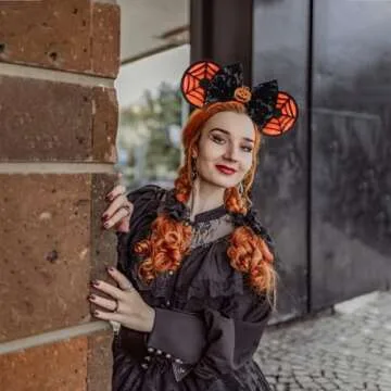 JIAHANG Halloween Mouse Ears Headband Sequin Bow Pumpkin Hair Hoop, Party Decoration Headwear Hair Accessories for Women Girls (Halloween 1)