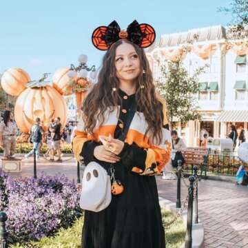 JIAHANG Halloween Mouse Ears Headband Sequin Bow Pumpkin Hair Hoop, Party Decoration Headwear Hair Accessories for Women Girls (Halloween 1)