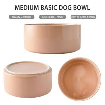 30Oz Ceramic Dog Bowl - 6'' Glossy Glaze Basic Dog Bowl, Food & Water Bowls for Small and Medium Dog...