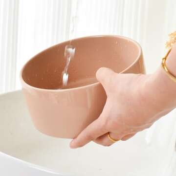 30Oz Ceramic Dog Bowl - 6'' Glossy Glaze Basic Dog Bowl, Food & Water Bowls for Small and Medium Dogs, Heavy Duty Non-Slip Dog Dish, Food Grade Pet Feeder, Dishwasher & Microwave Safe, Brown