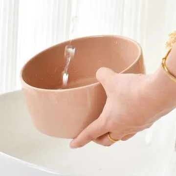 30Oz Ceramic Dog Bowl - 6'' Glossy Glaze Basic Dog Bowl, Food & Water Bowls for Small and Medium Dogs, Heavy Duty Non-Slip Dog Dish, Food Grade Pet Feeder, Dishwasher & Microwave Safe, Brown