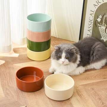 30Oz Ceramic Dog Bowl - 6'' Glossy Glaze Basic Dog Bowl, Food & Water Bowls for Small and Medium Dogs, Heavy Duty Non-Slip Dog Dish, Food Grade Pet Feeder, Dishwasher & Microwave Safe, Brown