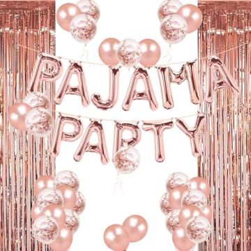 Pajama Party Decorations Rose Gold Pajama Party Balloons Banner Girls Slumber Sleepover Birthday Par...