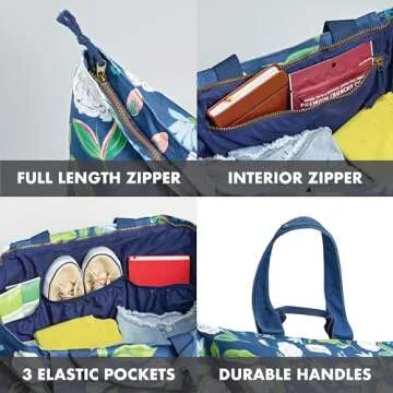 Fit & Fresh All The Things Weekender Bag for Women, Large Tote Bag For Women, Travel Bag For Women, Overnight Bag, Beach Bag, Extra Large Tote Bag With Compartments, Happy Hydrangeas