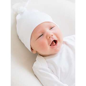 Colored Organics - Newborn Hat - Organic Cotton Baby Hat - Top Knot Newborn Cap - NB - 0-3 Months - ...