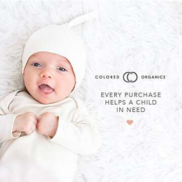 Colored Organics - Newborn Hat - Organic Cotton Baby Hat - Top Knot Newborn Cap - NB - 0-3 Months - White