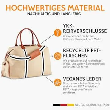 Saint Maniero Unisex Weekend Bag Water-Repellent and Hand Luggage Compliant with Shoe Compartment 21.6 x 11.8 x 9.8 inches 41 Liters Sahara