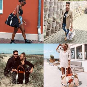 Saint Maniero Unisex Weekend Bag Water-Repellent and Hand Luggage Compliant with Shoe Compartment 21.6 x 11.8 x 9.8 inches 41 Liters Sahara