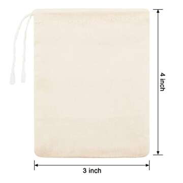 Boao 50 Pcs Cheese Cloth Tea Bags 4 x 3 Inch for Straining Reusable Tea Filter Loose Empty Soup Spic...
