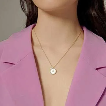 Hutou Gold Initial Necklaces for Women 14K Gold Plated Dainty Letter Chain Necklace Personalized Crown Necklaces for Women 01