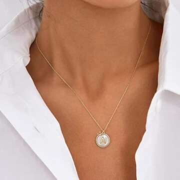 Hutou Gold Initial Necklaces for Women 14K Gold Plated Dainty Letter Chain Necklace Personalized Crown Necklaces for Women 01