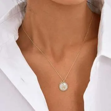 Hutou Gold Initial Necklaces for Women 14K Gold Plated Dainty Letter Chain Necklace Personalized Crown Necklaces for Women 01