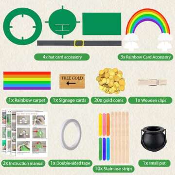Bailiyake St. Patrick's Day DIY Leprechaun Trap Kit St Patricks Day Party Decorations DIY to Catch a Leprechaun Trap Craft Set for Classroom Home Rainbow Irish Shamrock Party Supplies