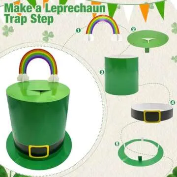 Bailiyake St. Patrick's Day DIY Leprechaun Trap Kit St Patricks Day Party Decorations DIY to Catch a Leprechaun Trap Craft Set for Classroom Home Rainbow Irish Shamrock Party Supplies