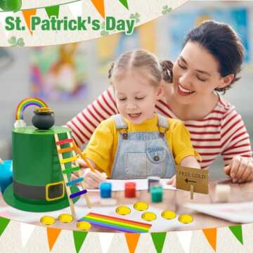 Bailiyake St. Patrick's Day DIY Leprechaun Trap Kit St Patricks Day Party Decorations DIY to Catch a Leprechaun Trap Craft Set for Classroom Home Rainbow Irish Shamrock Party Supplies