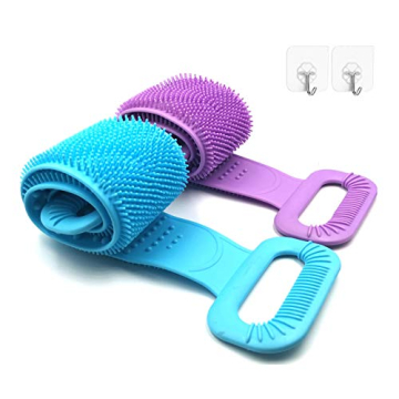 2 Pcs Extra Long Silicone Back Scrubber for Shower with Dual Side Design
