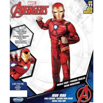 Marvel Iron Man Official Youth Halloween Costume - Premium Quality Padded Jumpsuit with Plastic Mask (S) Red