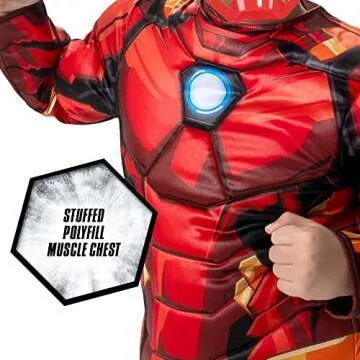 Marvel Iron Man Official Youth Halloween Costume - Premium Quality Padded Jumpsuit with Plastic Mask (S) Red