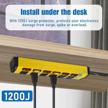 ANNQUAN 6 Outlet Metal Power Strip with 6 Individual Switches,Heavy Duty Power Strip 1200J 15A 6FT Cord Home Office Industrial Commercial Shop