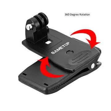 Sametop Backpack Strap Mount Quick Clip Mount Compatible with Gopro Hero 13, 12, 11, 10, 9, 8, 7, 6, 5, 4, Session, 3+, 3, 2, 1, Hero (2018), Fusion, Max, DJI Osmo, Xiaomi Yi Action Cameras