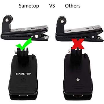 Sametop Backpack Strap Mount Quick Clip Mount Compatible with Gopro Hero 13, 12, 11, 10, 9, 8, 7, 6, 5, 4, Session, 3+, 3, 2, 1, Hero (2018), Fusion, Max, DJI Osmo, Xiaomi Yi Action Cameras