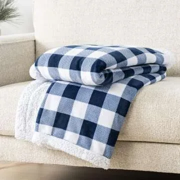 PAVILIA Buffalo Plaid Sherpa Blanket 60x80 Cozy Gift for All Ages