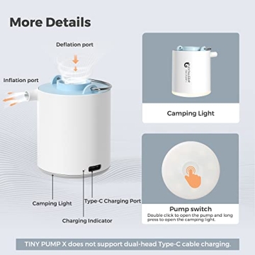 FLEXTAILGEAR Tiny Pump X Mini Air Pump & Camping Light