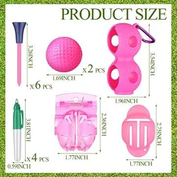 18 Pcs Pink Golf Accessories Kit Include Golf Ball Marker Golf Balls Holder Club Groove Cleaner Brush Divot Repair Plastic Tees Pink Golf Towel with Clip Golf Gift Set for Women
