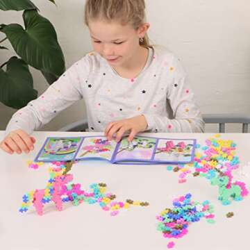 Plus Plus Learn to Build Set, 240 Mini Interlocking Building Blocks, 3D Puzzle Stem & Art Kit Playset - Unicorns