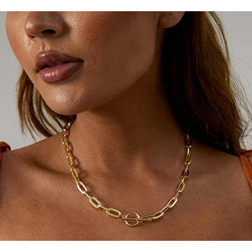 CAROVO Chunky Toggle Necklace Crafted from 18K Gold Filled