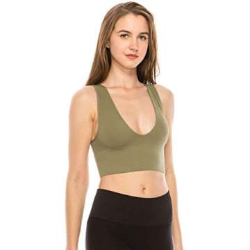 Kurve Women’s Crop Tank Top – Deep V-Neck Sleeveless Ribbed Cropped Yoga Workout UV Protective F...