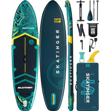 Skatinger 11'6" Super Wide Inflatable Paddle Board - Family Friendly & Durable