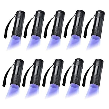 Optimal Shop 10 Pack UV Blacklight 9 LED Flashlight for Cleaning and Fun