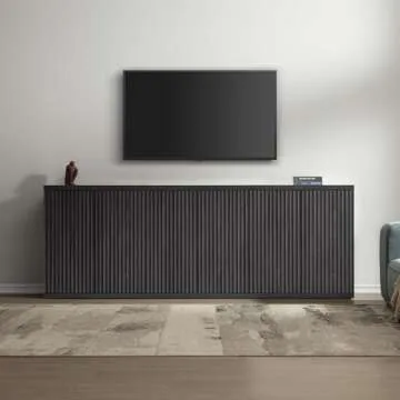 SICOTAS Buffet Cabinet with Storage Accent Sideboard Modern Credenza with Doors & Shelves Fluted Med...