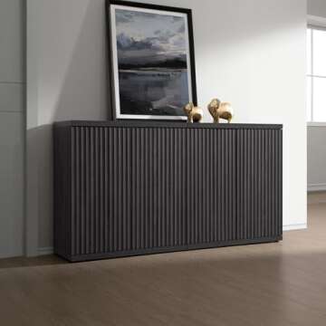 SICOTAS Buffet Cabinet with Storage Accent Sideboard Modern Credenza with Doors & Shelves Fluted Media Console Wood Mid Century Coffee Bar Table for Living Room Kitchen Dining Room Hallway(3PCS)