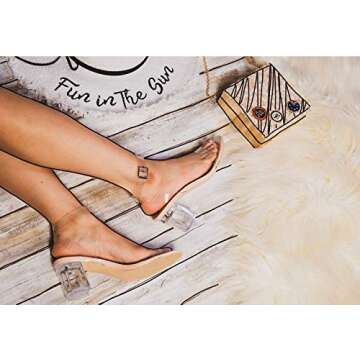 Cape Robbin Wisdom Clear Chunky Block Heels for Women