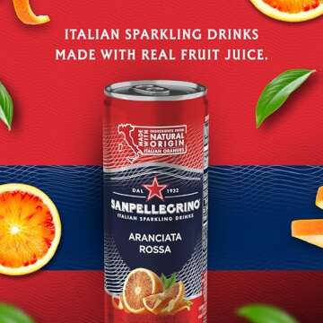 Sanpellegrino Italian Sparkling Drink Aranciata Rossa, Sparkling Orange and Blood Orange Beverage, 1...