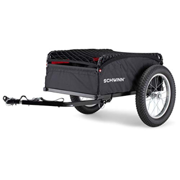Schwinn Porter Cargo Trailer for Bike, 100 lbs. Capacity, Collapsible, Mesh Net, Knobby Tires