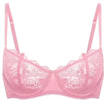 DOBREVA Women's Sexy Lace Push Up Bra - Plus Size Sheer Balconette