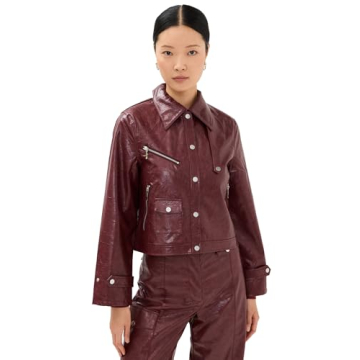 BAUM UND PFERDGARTEN Women’s Belle Jacket - Elegant Madder Brown Faux Leather