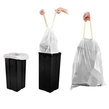 meidong Trash Bags, Garbage Bags 13 Gallon Large Tall Kitchen Drawstring Strong Bags For Trash Can Garbage Bin, 5 Rolls/115 Counts