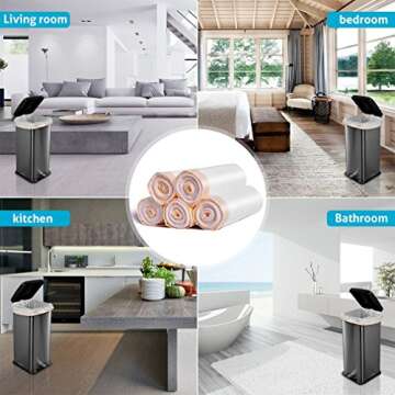 meidong Trash Bags, Garbage Bags 13 Gallon Large Tall Kitchen Drawstring Strong Bags For Trash Can Garbage Bin, 5 Rolls/115 Counts