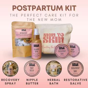 Skin to Skin Postpartum Recovery Kit - 4 Piece Set in Cosmetic Bag - Includes: Herbal Bath, Recovery...