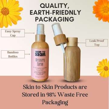 Skin to Skin Postpartum Recovery Kit - 4 Piece Set in Cosmetic Bag - Includes: Herbal Bath, Recovery Spray, Restorative Salve, Nipple Butter - After Birth Care