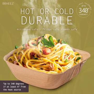 Brheez Palm Leaf Bamboo Bowls - Eco-Friendly 25 Pack