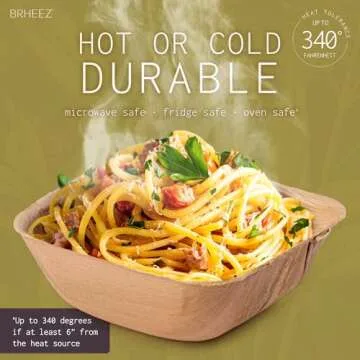 Brheez Palm Leaf Bamboo Bowls - Eco-Friendly 25 Pack